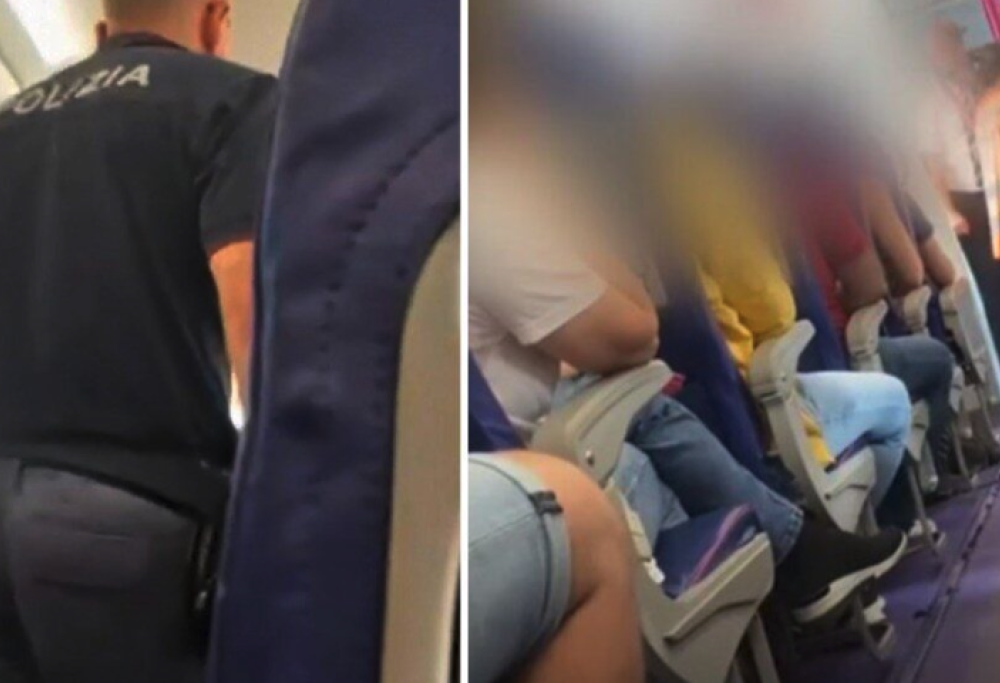 In attesa di decollo urina in una bottiglietta