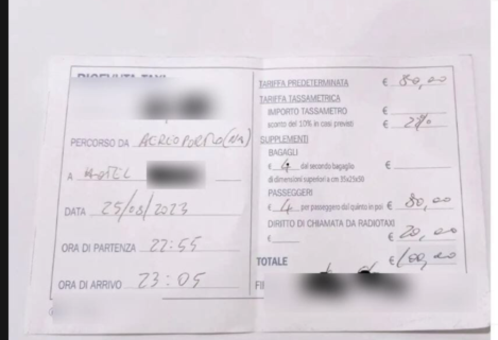 Taxi, 100 euro per fare 7 km