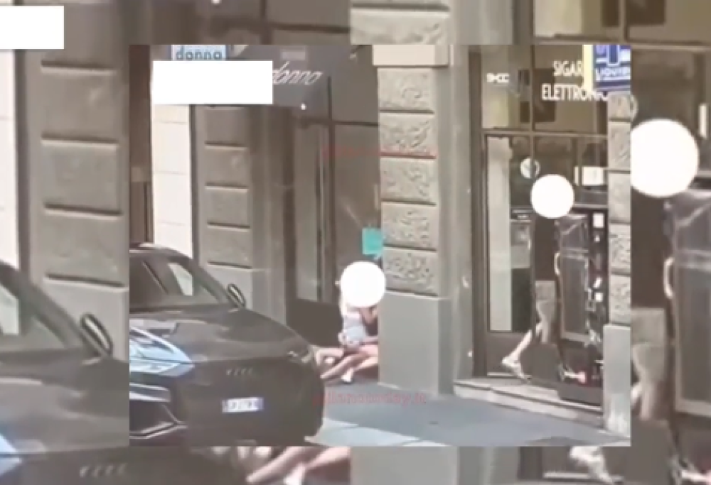 Spiriti bollenti davanti alla vetrina di un negozio