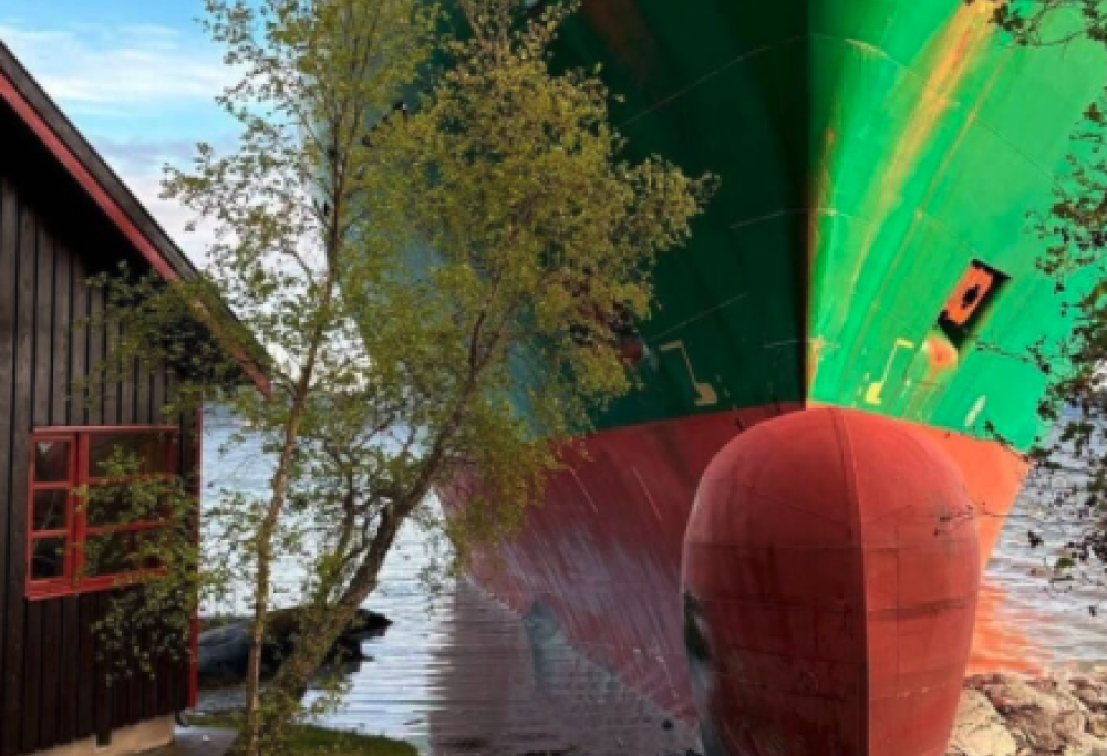 Uomo trova una nave incagliata in giardino