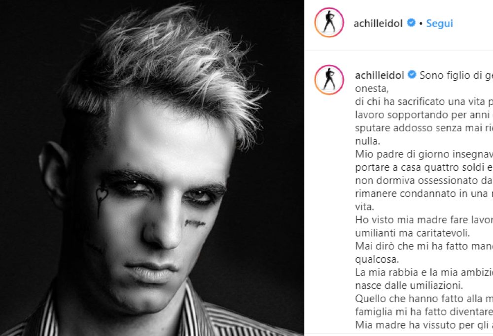 Achille Lauro parla della sua famiglia: “Sono figlio di gente onesta, l’ambizione arriva dall’umiliazione”