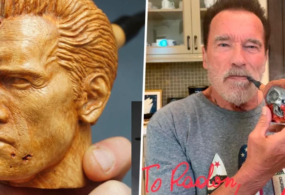 Fan intaglia una pipa per Arnold Schwarzenegger e l’attore lo contatta per acquistarla