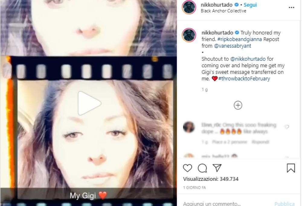 Vanessa Bryant fa due tatuaggi in memoria di Kobe e Gigi