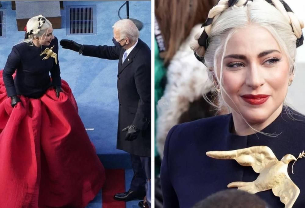 Lady Gaga: ecco cosa significa la colomba dorata indossata per l’Inauguration Day