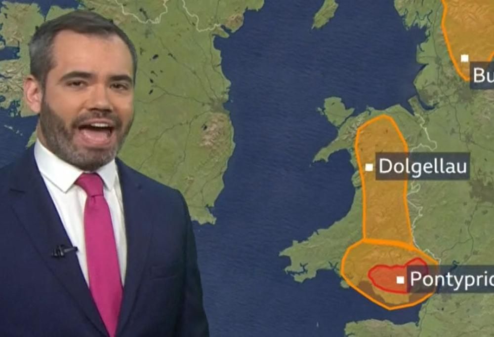 La BBC e la tempesta a forma di membro maschile sulla mappa meteorologica