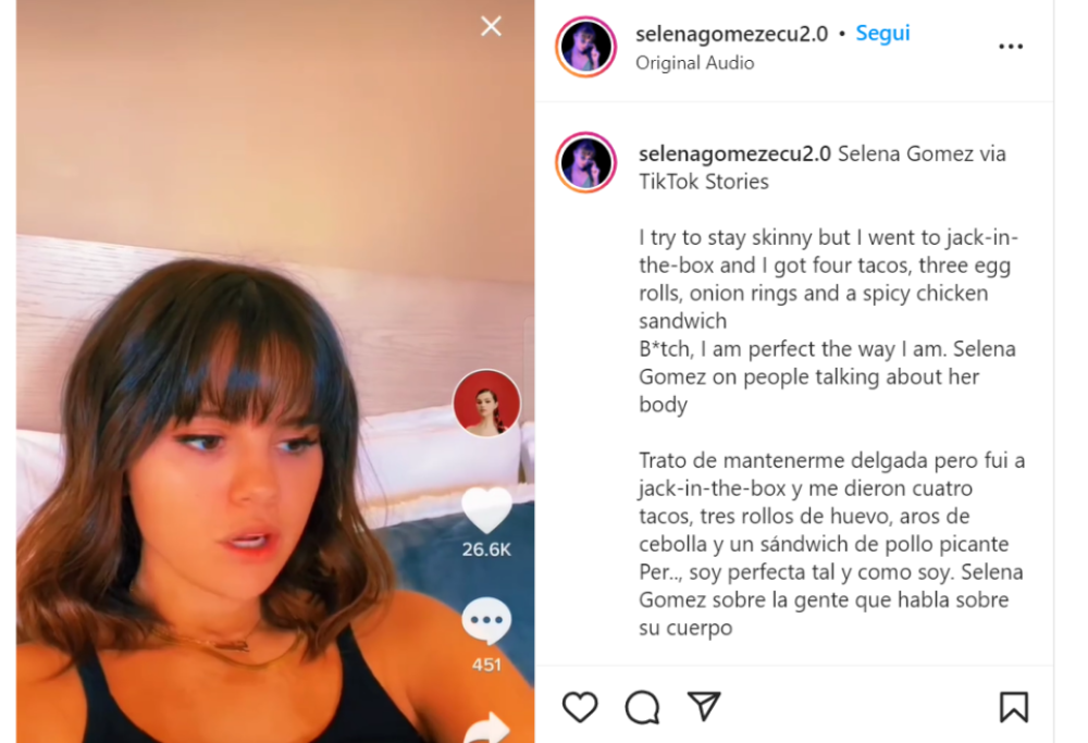 Selena Gomez si difende dagli attacchi sui social: “Sono perfetta così come sono”