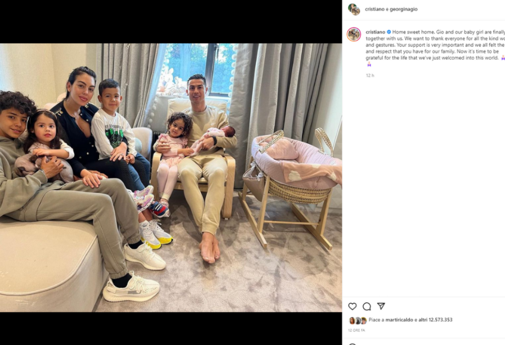 Ronaldo e Georgina finalmente a casa dopo il lutto e la nascita della figlia
