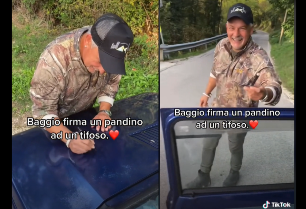 Roberto Baggio autografa la Panda a un tifoso: “La impreziosiamo”