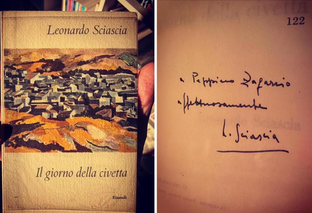 Trova nel cassonetto un romanzo con dedica autografata da Leonardo Sciascia
