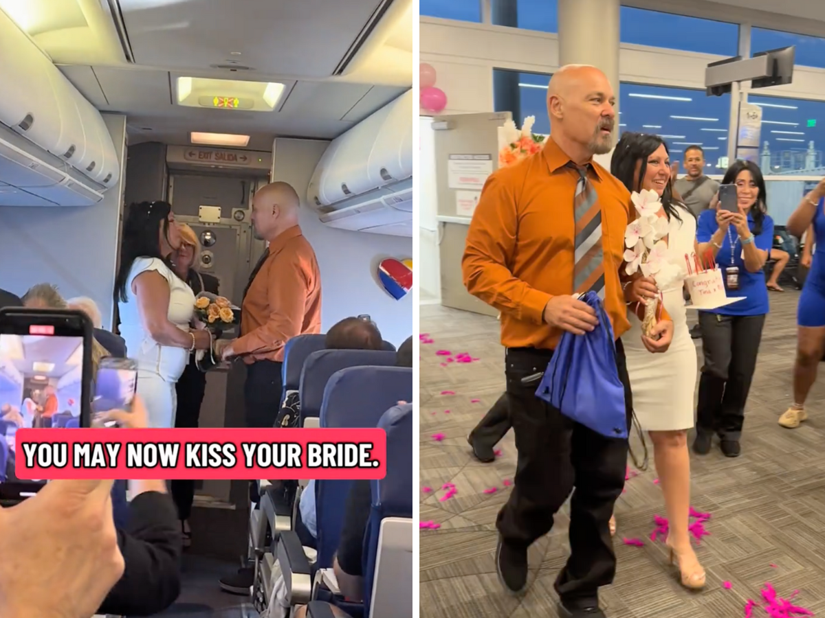 “Sembravano ostaggi”: si sposano in aereo e bloccano i passeggeri