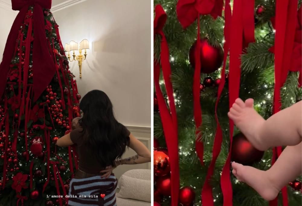 De Lellis, il video con i piedini della figlia davanti all’albero