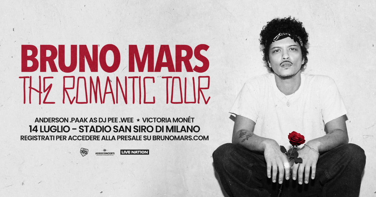The Romantic Tour: Bruno Mars in Italia il 14 luglio 2026