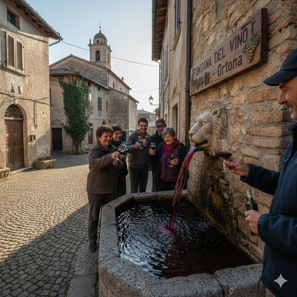 La fontana da cui sgorga solo vino esiste e si trova in Abruzzo