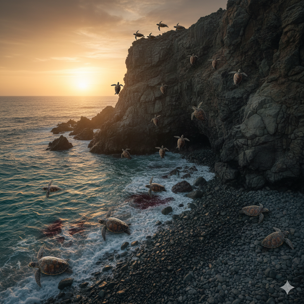 Tartarughe femmina si gettano dalla scogliera pur di non accoppiarsi