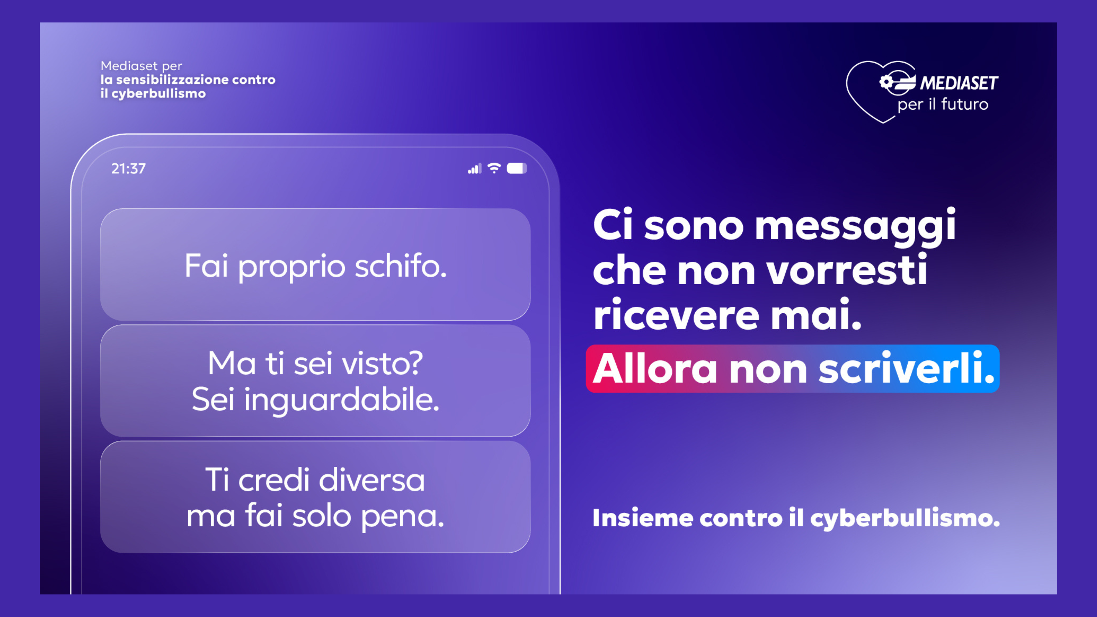 Mediaset per il Futuro: la campagna contro il cyberbullismo