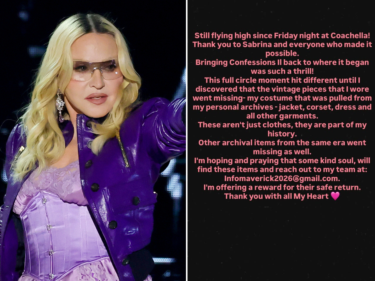 Coachella, spariscono i vestiti di Madonna: “Sono la mia storia”