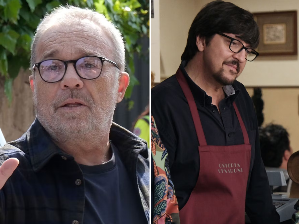 Two men pictured side by side: left an older man with glasses outdoors; right a man in a maroon apron indoors.