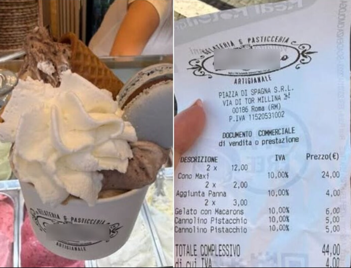 Due gelati 44 euro, scontrino salato in Piazza di Spagna