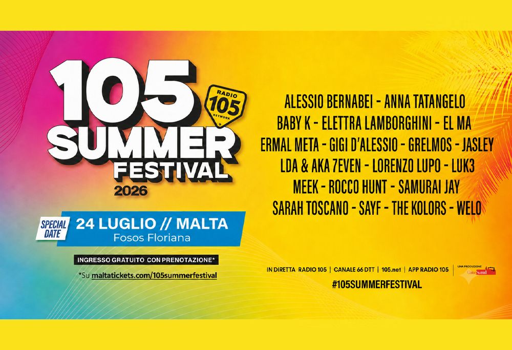 La line-up della quinta tappa del 105 Summer Festival