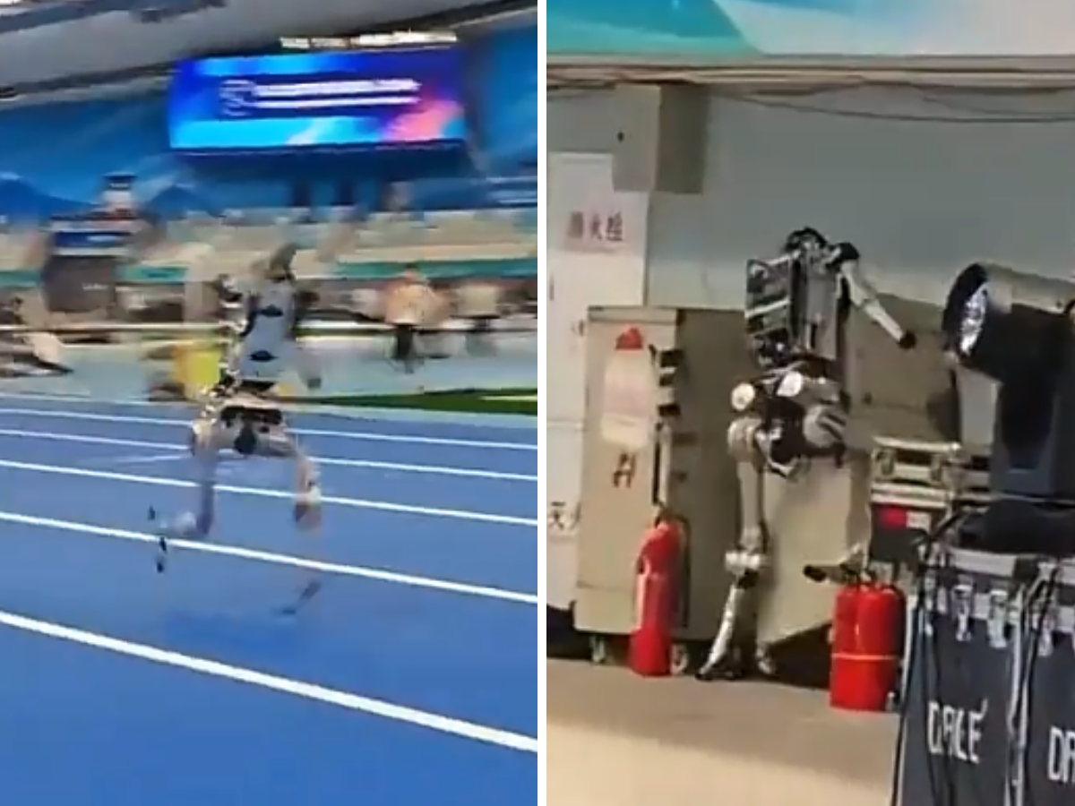 Robot cinese supera Bolt in velocità, poi si schianta: il video