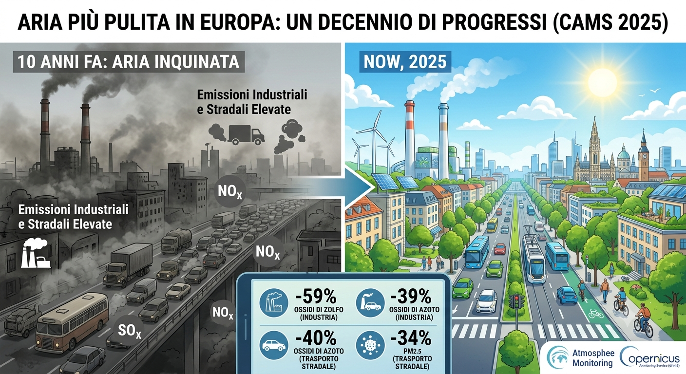 L'Europa torna a respirare: in 10 anni crollo delle tossine nell'aria