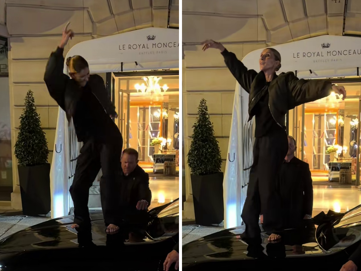 Céline Dion si scatena scalza sopra un’auto: la festa con i fan