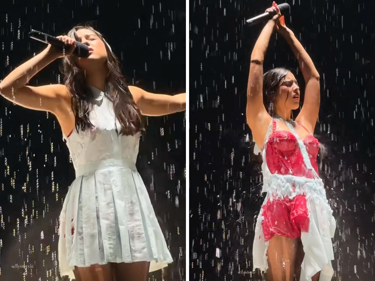 Olivia Rodrigo e l’abito che si dissolve sotto la pioggia: il video