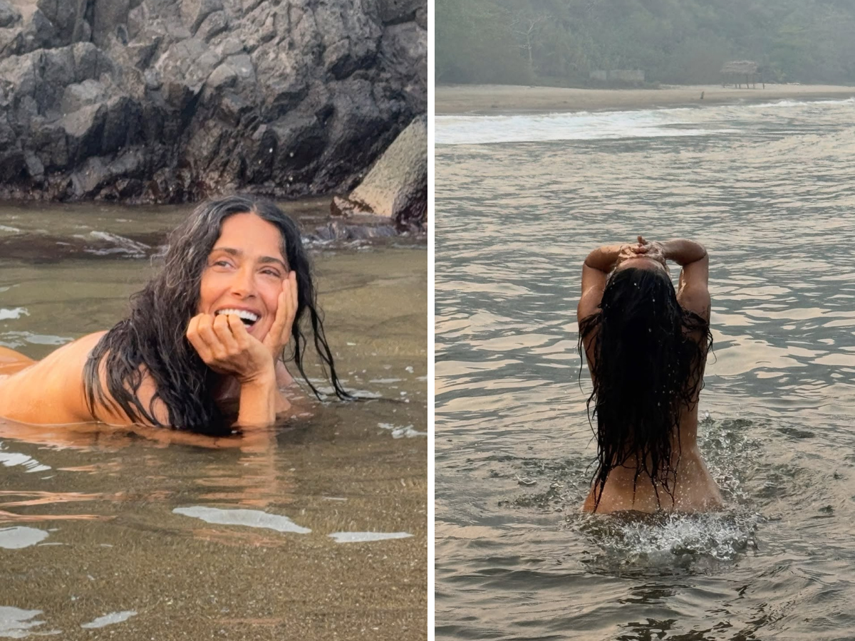 Salma Hayek si mostra nuda nell’oceano per festeggiare i 60 anni