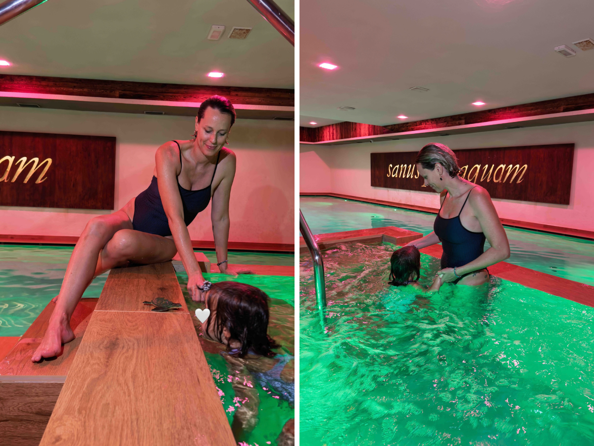 Federica Pellegrini e la figlia Matilde in piscina per i primi tuffi