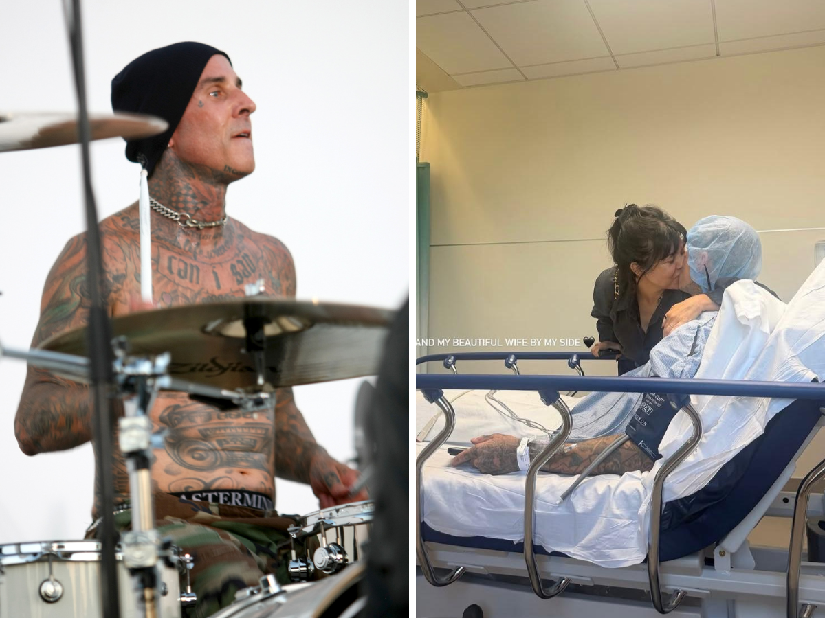 Travis Barker, le foto in ospedale con la moglie Kourtney Kardashian