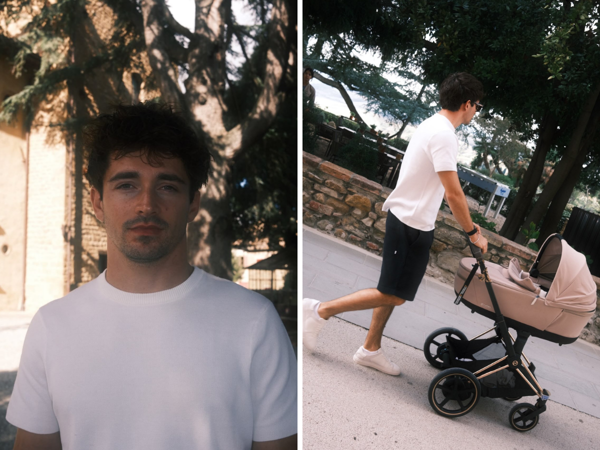 Leclerc, “allenamenti” con il passeggino per l’arrivo del figlio