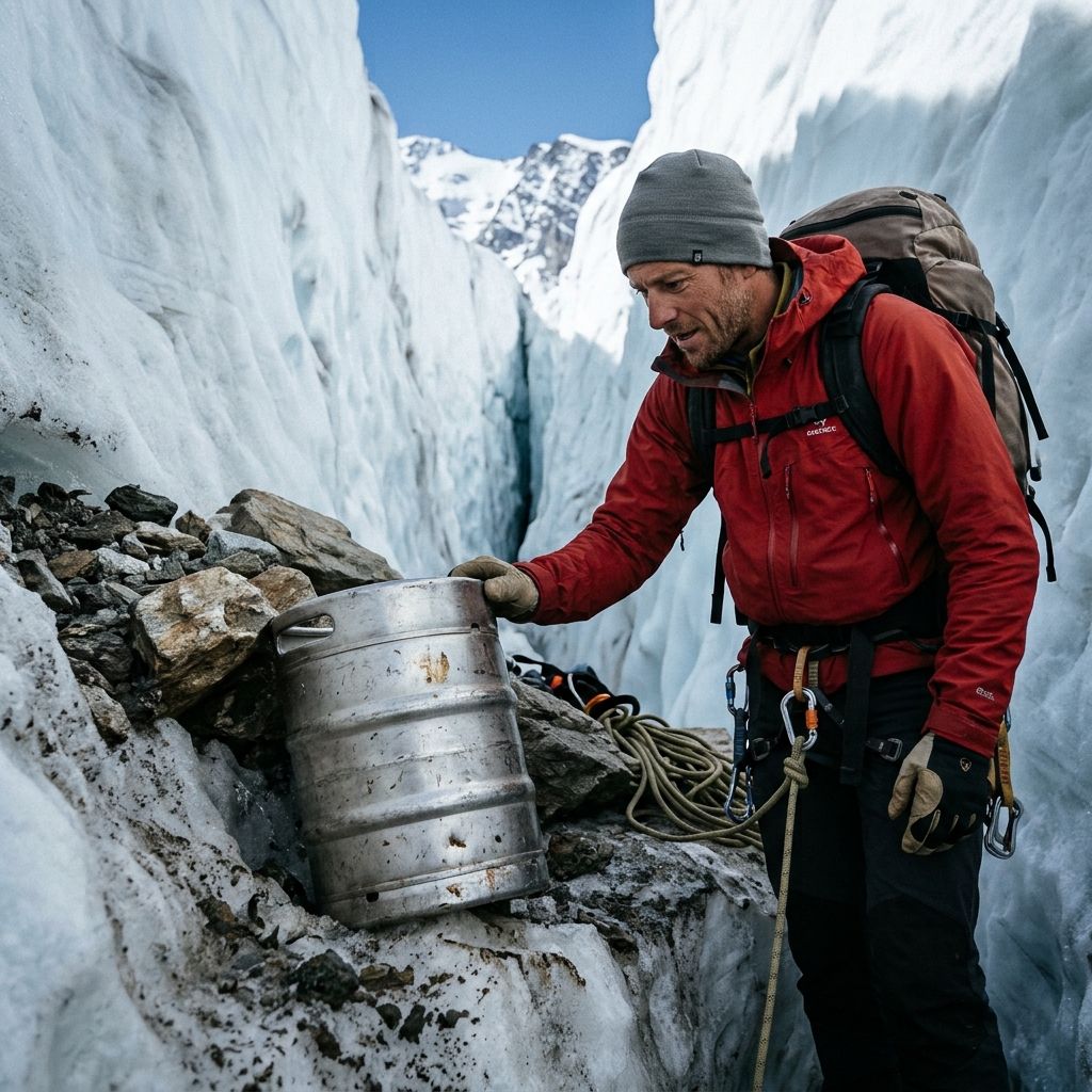 Trova un fusto di birra di oltre 50 anni sul ghiacciaio e la beve