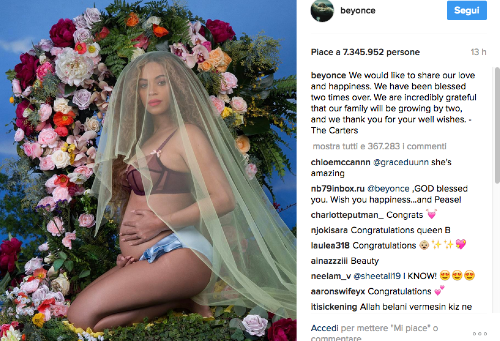 Beyoncé in attesa di due gemelli