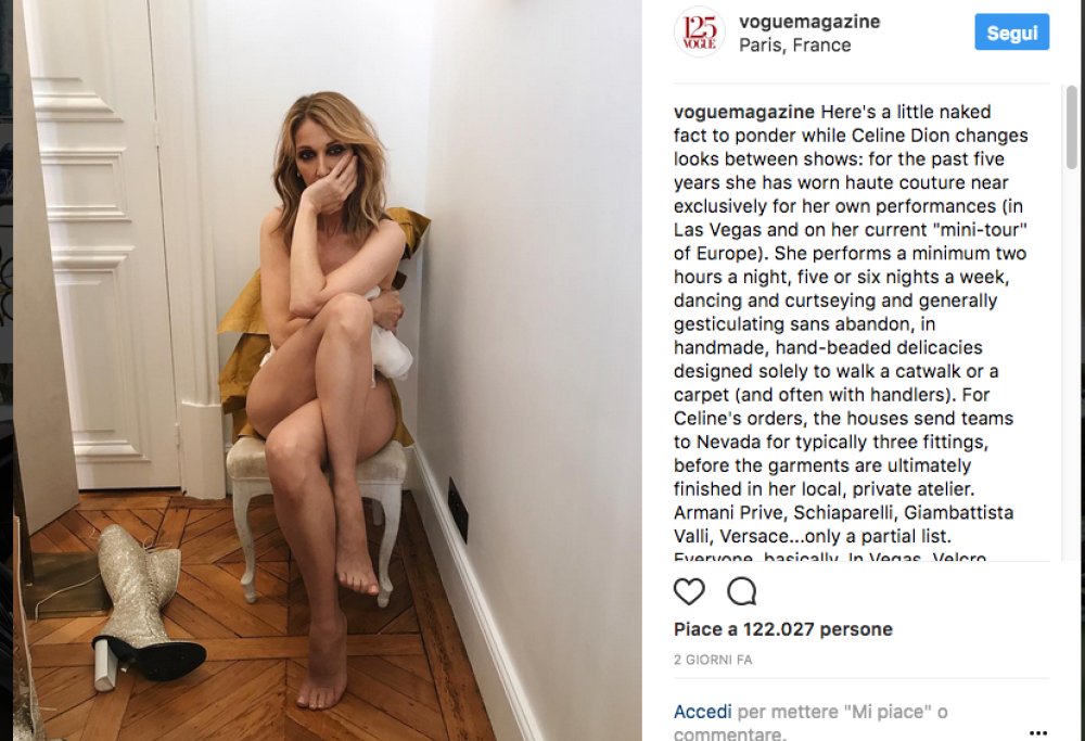 Celine Dion senza veli per Vogue
