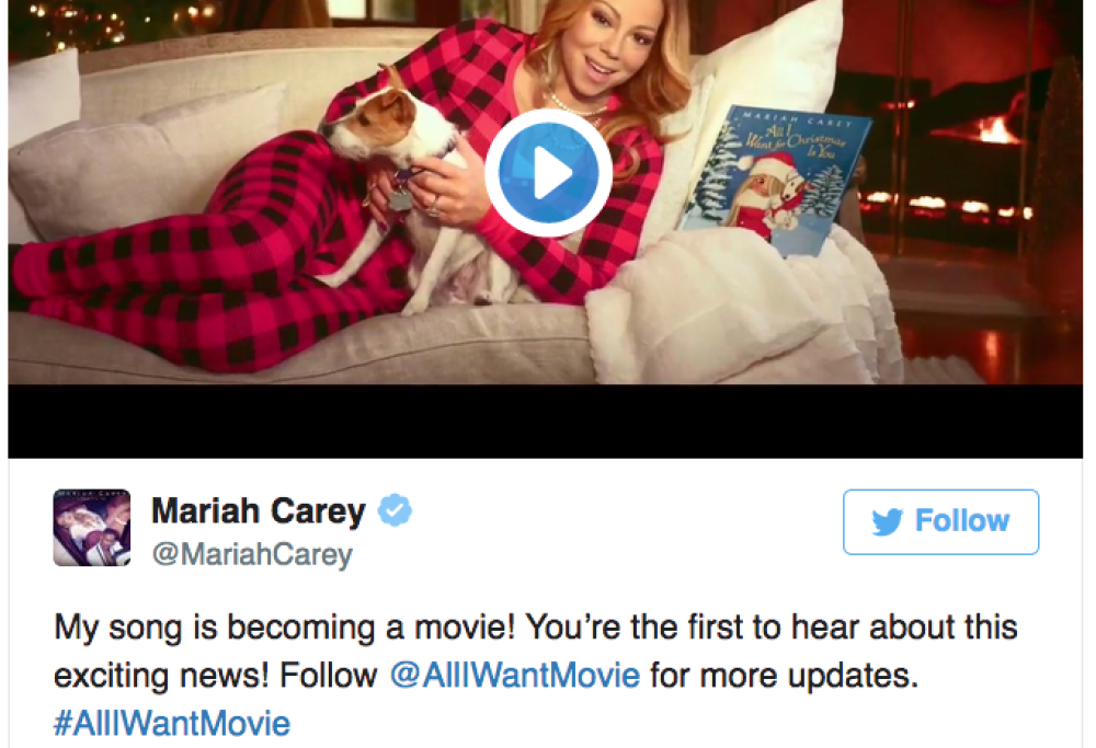 Mariah Carey: la sua hit natalizia “All I Want For Christmas Is You” diventa un film!