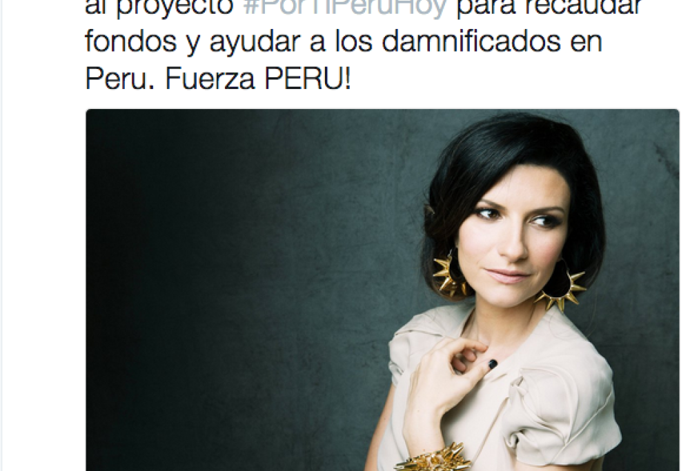 Anche Laura Pausini nella canzone benefica per il Perù