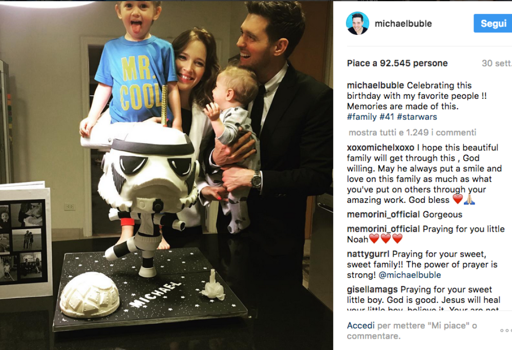 Michael Bublé: il piccolo Noah sta bene. A rivelarlo la mamma, Luisana Lopilato
