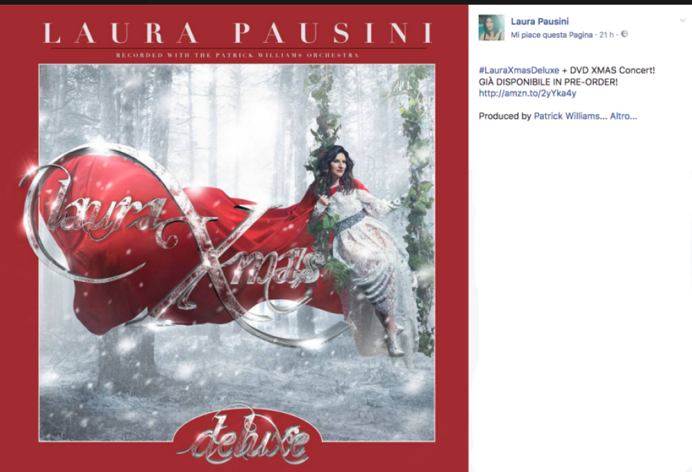Laura Pausini: in arrivo l’album  Laura Xmas Deluxe