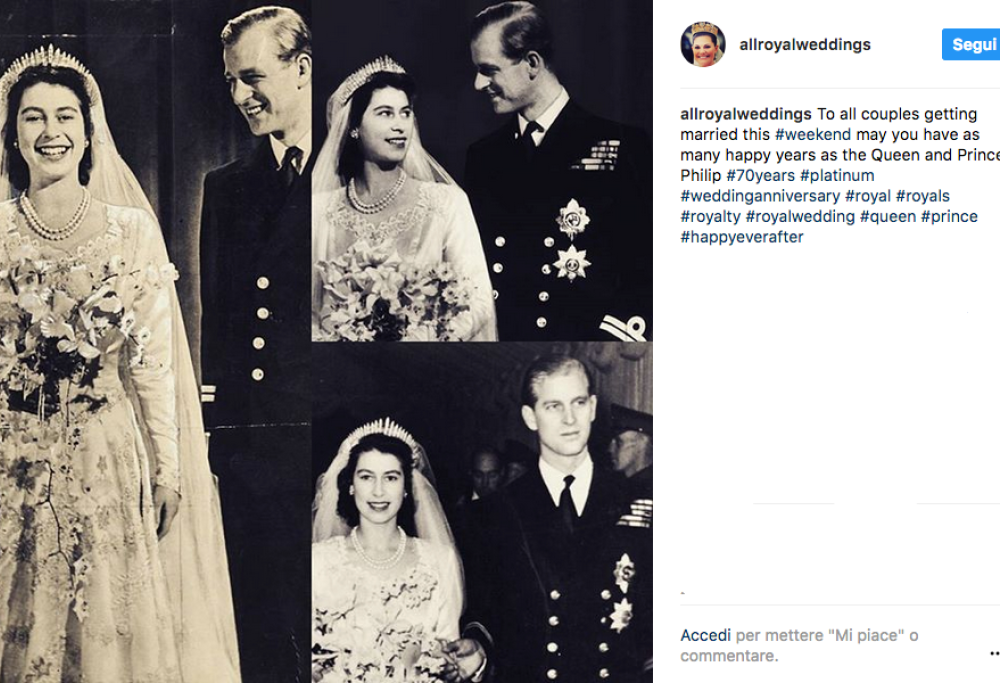 La Regina Elisabetta e il Principe Filippo festeggiano settant’anni di matrimonio