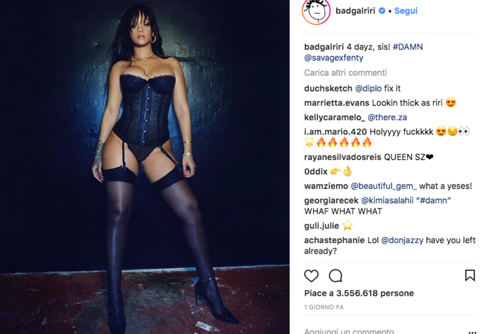 Rihanna: scatti hot per la nuova collezione di intimo