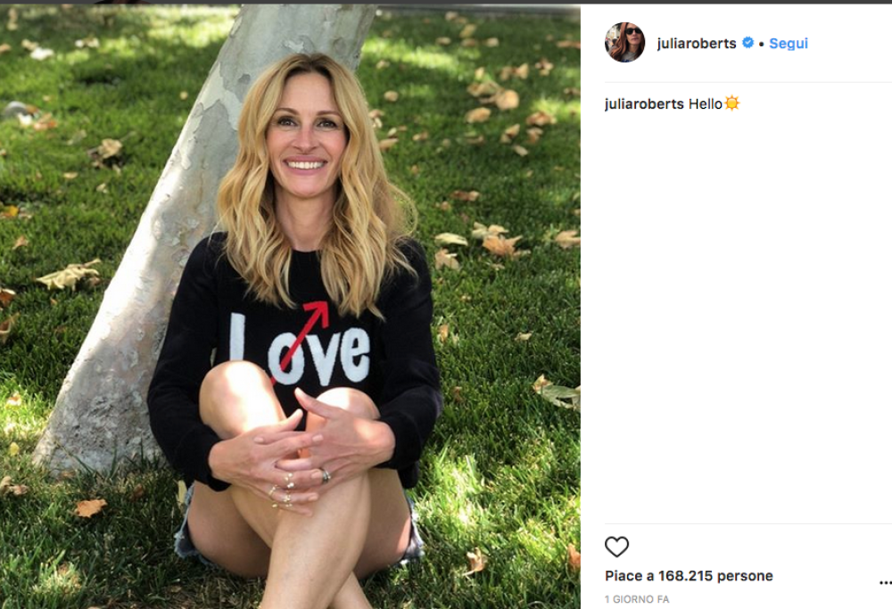 Julia Roberts è su Instagram: ecco il primo post