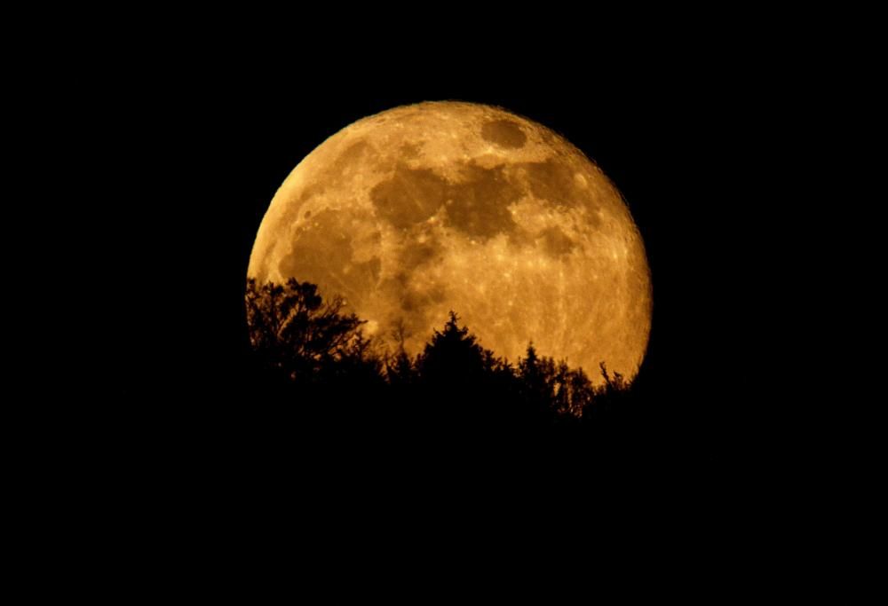 Spettacolo nel cielo con la la meravigliosa luna d’oro