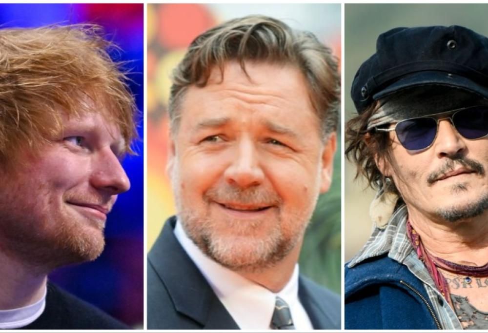 Ed Sheeran, Johnny  Depp e Russell Crowe si divertono alle celebrazioni per Bocelli: le foto più belle