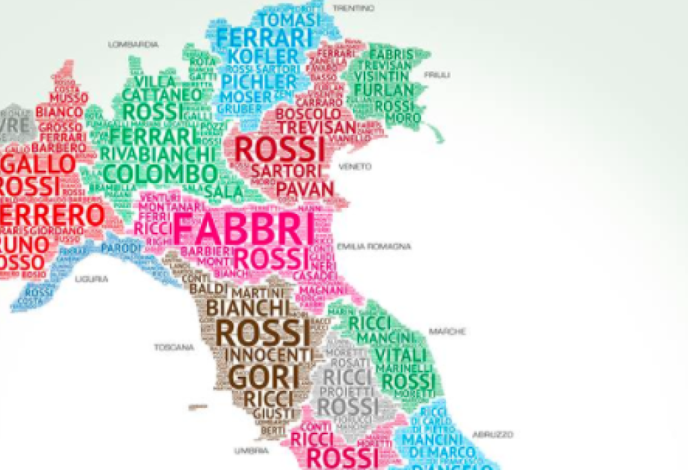 Quali sono i 20 cognomi più diffusi in Italia? Scoprilo nella mappa