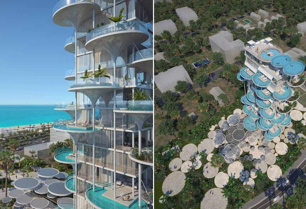 La torre fiorita di  piscine sarà la gemma del Mediterraneo