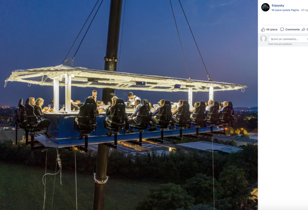 La cena mozzafiato sospesi sul cielo della Franciacorta