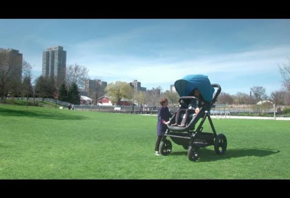 Questi adulti sembrano piuttosto a loro agio dentro al loro maxi-passeggino!