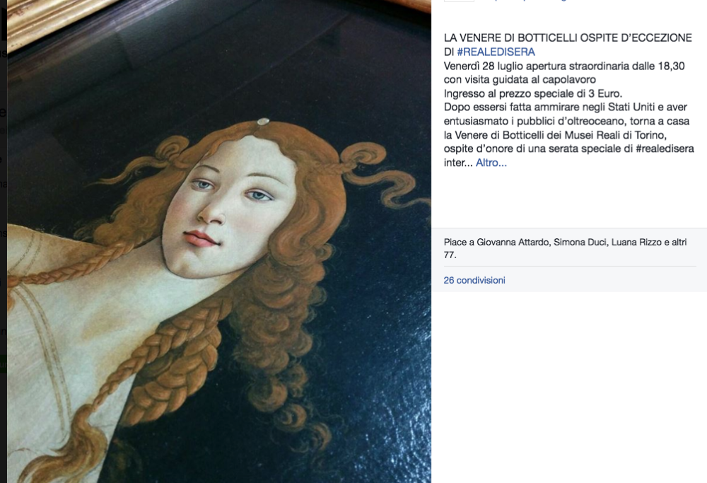 La Venere del Botticelli ti aspetta a Torino!
