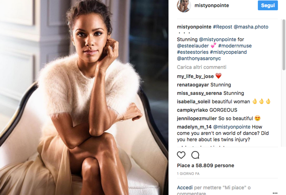 Misty Copeland è adesso la musa di un celebre brand del beauty