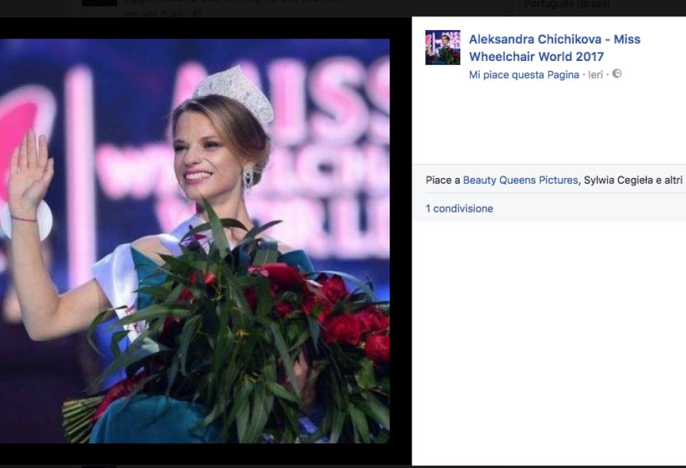 Eletta la prima Miss Mondo in sedia a rotelle